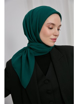 Silk Home Jazz Eşarp Zümrüt Düz Renk Tok Duruşlu 100X100