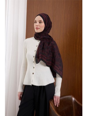 Silk Home Viskon Mayda Şal Bordo Zincir Desenli Tok Duruşlu 190X70