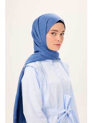Silk Home Pamuk Polyester Liva Şal Indigo Düz Tok Duruşlu 90X200