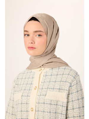 Silk Home Pamuk Karışımlı Liva Şal Koyu Bej Desenli Tok Duruşlu Nefes Alan 90X200