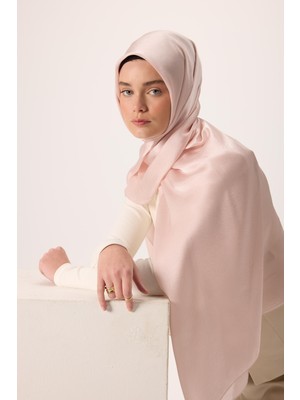 Silk Home Janjan Şal Pudra Pembe Parlak Dokulu Tek Taraflı 75X200
