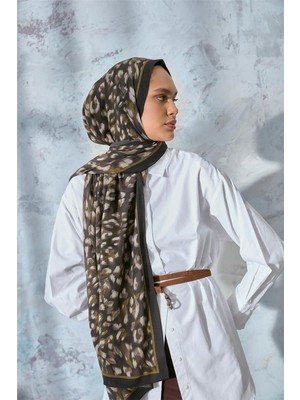 Silk Home Eco Viscose Şal Haki Olive Kına Yeşili Leopar Desenli Nefes Alan 90X200
