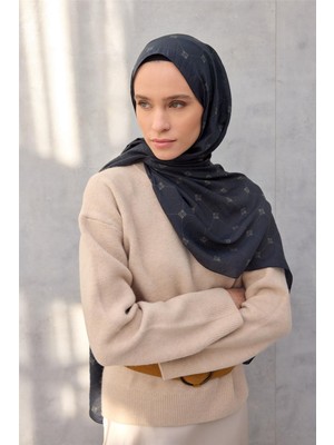 Silk Home Olinda Şal Monogram Desen Indigo 75X195