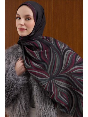 Silk Home Viskon Karışımlı Şal Antrasit Zemin Çok Renkli Desenli Tok Duruşlu 190X70