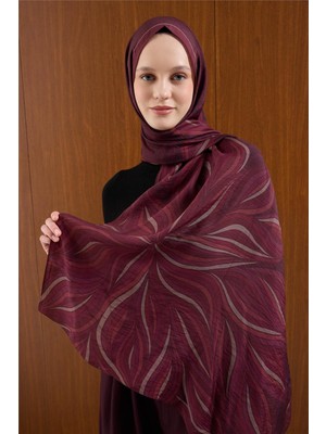 Silk Home Viskon Karışımlı Şal Mürdüm Zemin Çok Renkli Desenli Tok Duruşlu 190X70