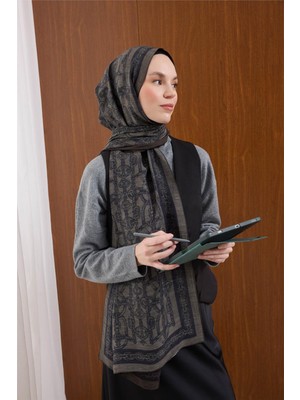 Silk Home Viskon Mayda Şal Soluk Yeşil Zincir Desenli Tok Duruşlu 190X70