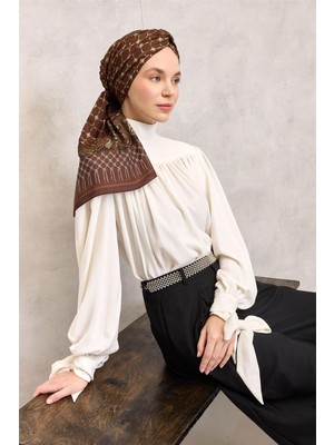 Silk Home Floş Viskon Organik Şal Halat Desen Kahverengi 195X75