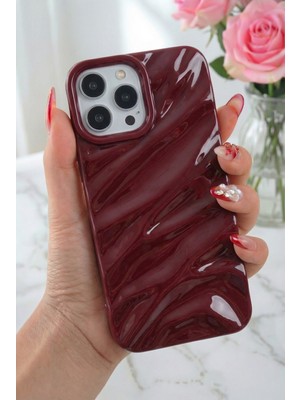 Apple iPhone 13 Pro Max Kılıf Parlak Kabartmalı Dalga Tasarımlı Desenli Darbe Emici Silikon Kapak