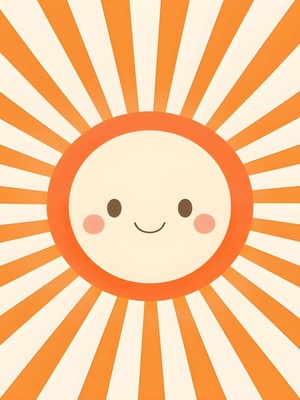 Fuart.Co Turuncu Güneş Dijital Baskı Çocuk Posteri (Çerçevesiz) COFU