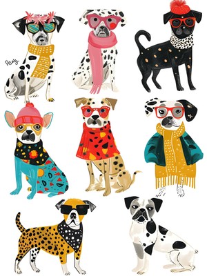 Fuart.Co Gözlüklü Köpek Çetesi Dijital Baskı Çocuk Posteri (Çerçevesiz) COFU