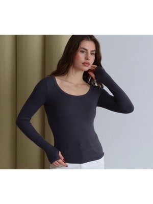 Betnur Kadın Parmak Geçmeli U Yaka Bady