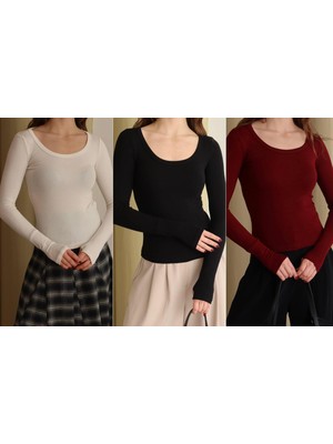 Betnur Kadın Parmak Geçmeli U Yaka Bady