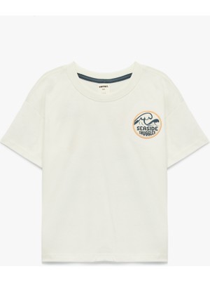 Koton Baskılı Kısa Kollu Bisiklet Yaka Pamuklu Tişört