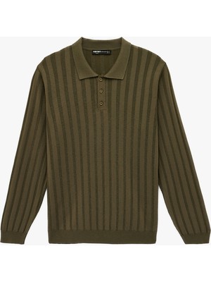 Koton Polo Yaka Düğme Detaylı Uzun Kollu Kışlık Triko Kazak