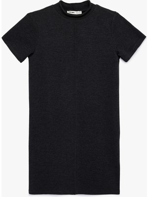 Koton Hafif Dik Yaka Kısa Kollu Slim Fit Mini Elbise