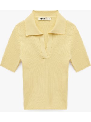 Koton Slim Fit Kısa Kollu Polo Yaka Triko Kazak