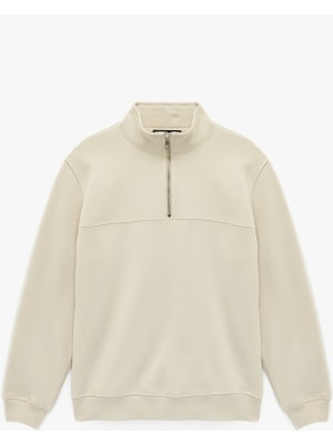 Koton Regular Fit Dikiş Detaylı Uzun Kollu Yarım Fermuarlı Sweatshirt