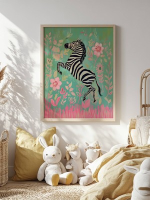 Fuart.Co Zebra Dansı Dijital Baskı Çocuk Posteri (Çerçevesiz) COFU