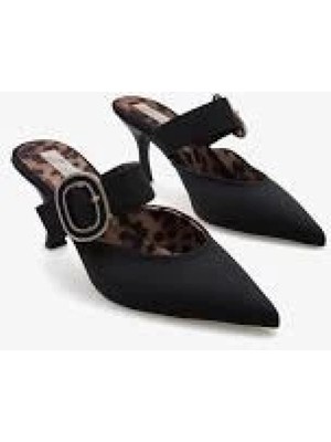 Yote Siyah Saten Topuklu Terlik