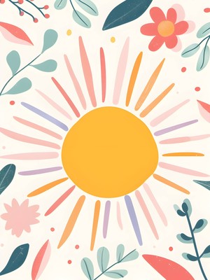 Fuart.Co Çiçekli Güneş Dijital Baskı Çocuk Posteri (Çerçevesiz) COFU