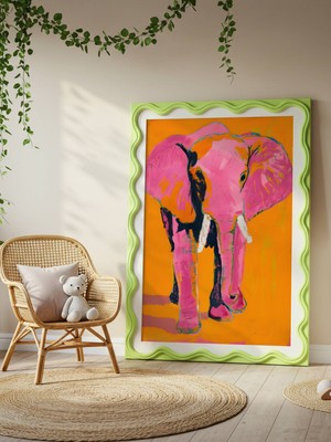 Fuart.Co Pembe Fil Dijital Baskı Çocuk Posteri (Çerçevesiz) COFU