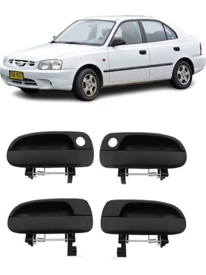 Cme Parts Hyundai Accent Milenyum 2000-2005 Uyumlu Dış Kapı Kolu Takımı 4 Adet Ön Sağ ve Sol & Arka Sağ ve Sol
