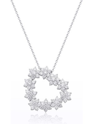 İryum Flora Kalp Pırlanta Kolye