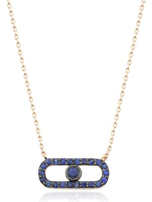 İryum Iris Safir Geometrik Kolye