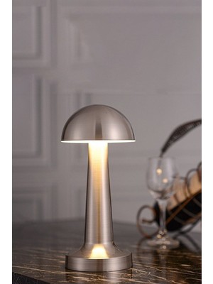 Feyza Design Şarjlı Dekoratif Dokunmatik Masa Lambası Gümüş Renk
