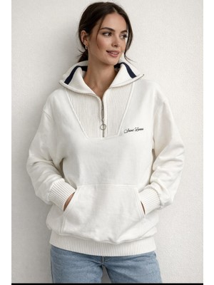 Joggy Denizci Yaka Şardonlu Kadın Sweatshirt