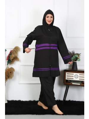 İbrahim Burak Etiler Collection Moda Çizgi Büyük Beden Tesettür Mayo 60-62-64-66 Beden Siyah 55015