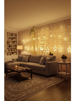 Onetick 138 Ledli Yıldız Sarı Perde Süs 3metre LED Işık Esnek Tasarım ve Yüksek Parlaklık