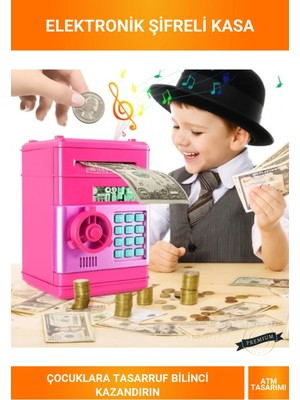 Letsii Elektronik Şifreli Kasa Otomatik Atm Kumbara Para Çekme Özellikli Çocuk Tasarruf Oyuncak