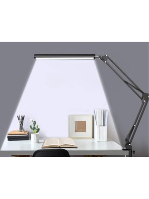 Feyza Design Ayarlanabilir 10 Parlaklık Metal Dirsekli Çalışma ve Okuma Lambası