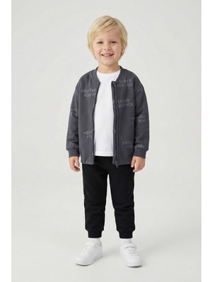 Erkek Çocuk Metraj Baskılı Pamuklu Hırka (3-4 Yaş 8-9 Yaş)