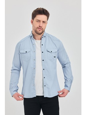 YXC Trend Maker Slim Fit Erkek Dar Kesim Pamuklu Kot Gömlek