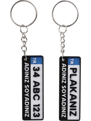 Kişiye Özel Plaka Anahtarlık Çiftli Set (2 Adet) - Isimli ve Plakalı Araç Anahtarlığı