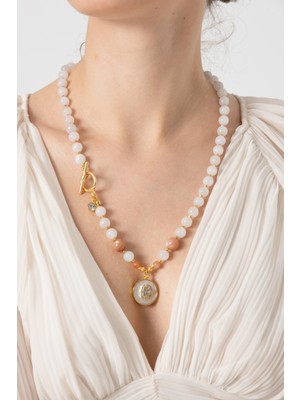 db DİLEK BAŞ TASARIM Güneş ve Ay Taşlı Özel Kolye