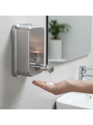 Tema Paslanmaz Sıvı Sabunluk 500 ml | 304 Kalite Inox Duvar Tipi Paslanmaz Çelik Dispenser