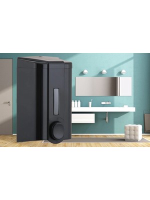 Şeker Portakalım Vialli S4B Hazneli Sıvı Sabun Bulaşık Deterjan Şampuan Duş Jeli Dezenfektan Dispenseri 1000 ml Siyah