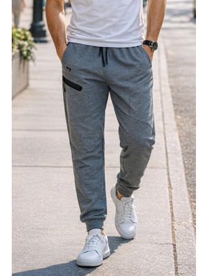 Remsa Paçası Beli Lastikli 3 Cepli Erkek Eşofman Altı 7077 Antrasit