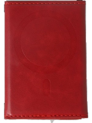 Tiklad CPT83 Tema Magsafe Deri Kartlık - Kırmızı TİKLAD-3954