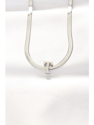 Shopwave 316L Çelik T Harfli Silver Renk Italyan Zincirli Kolye - TJ-BKO8535