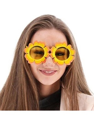 Tiklad Papatya Şekilli Turuncu Sarı Renkli Hawaii Konsept Parti Gözlüğü 15X7 cm TİKLAD-8789