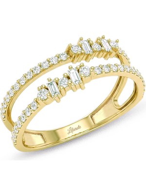 Lilarote Çift Yarım Tur Bagetli Altın Yüzük