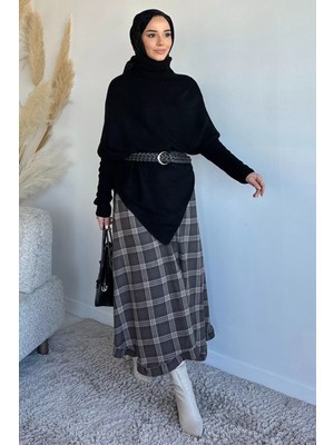 Julude Boğazlı Tesettür Triko Panço P-00020201