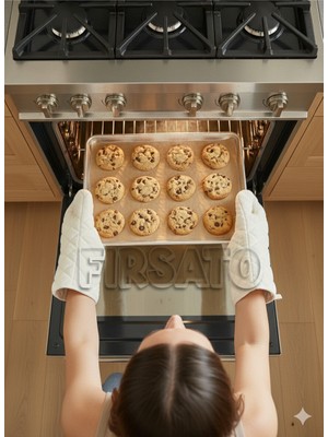 Fırsato Termo Yanmaz ve Isıya Dayanıklı Fırın Eldiveni 18 x 37 cm 2 Li Eldiven