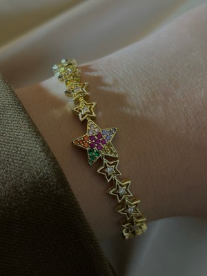 MonCherietr Lumistar Pirinç Üzeri Altın Kaplama Yıldızlı Bileklik