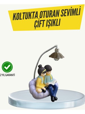 Tiklad Okuyan Çift Figürlü Dekoratif Gece Lambası Hediye Seçeneği TİKLAD-6487I