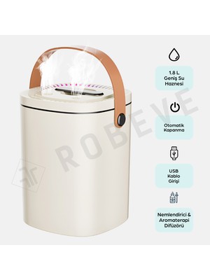 Robeve 1.8 Litre Rgb Işıklı Buhar Makinesi Hava Nemlendirici –  Aroma Difüzörü – Çift Spreyli Ultrasonik Nem Makinesi – Düşük Enerji Tüketimli – Ev, Ofis, Bebek Odası Için
